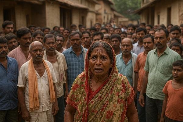 The last rites were performed thinking the woman was a dead body, now seeing the woman return alive, there was a stir in the village