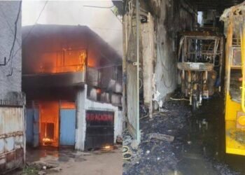 तस्लीम महल रोड पर मकान में लगी भीषण आग, पार्किंग में खड़ी कई गाड़ियाँ जलकर खाक