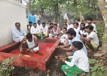 Villagers performed traditional puja in Ghorabandha to pray for the speedy recovery of Minister Ramdas Soren