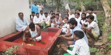 Villagers performed traditional puja in Ghorabandha to pray for the speedy recovery of Minister Ramdas Soren