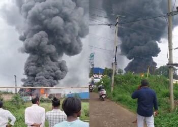 Ranchi: Massive fire breaks out at a chemical factory in Irba area, causing panic due to a loud explosion.