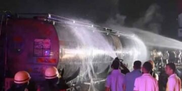 जयपुर-अजमेर हाईवे पर भीषण हादसा: केमिकल टैंकर की टक्कर से 200 सिलेंडरों में ब्लास्ट