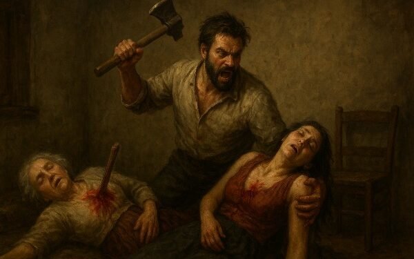 After a fight with his wife, the son-in-law became a monster and killed both his mother-in-law and wife with a stake.