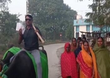 बिहार में वोट देने का अनोखा अंदाज, भैंस पर बैठकर बूथ पहुंचा मतदाता; देखें वीडियो