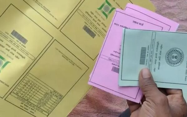 Green ration card production resumes in the district, with the state government approving three lakh new cards.