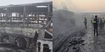 यमुना एक्सप्रेस-वे बना आग का गोला, कोहरे में 10 वाहन टकराए, आग में झुलसे यात्री