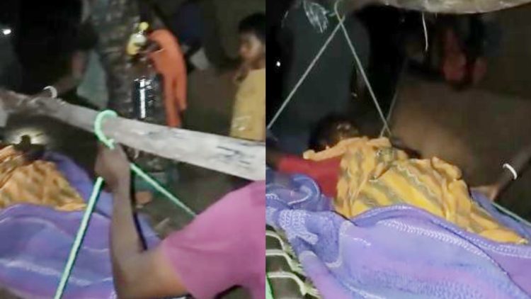 बदहाल स्वास्थ्य व्यवस्था! गिरिडीह में खाट पर टांगकर बीमार महिला को नदी पार कराया 1 बदहाल स्वास्थ्य व्यवस्था! गिरिडीह में खाट पर टांगकर बीमार महिला को नदी पार कराया