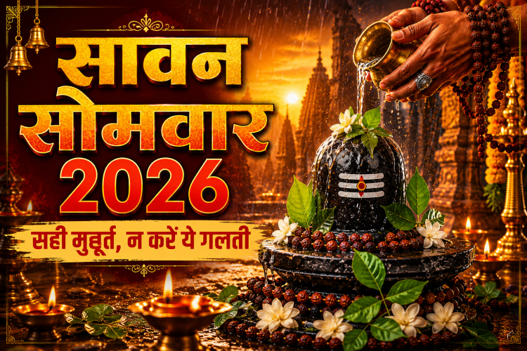भक्त सावन सोमवार 2026 पर शिवलिंग पर बेलपत्र और जल चढ़ाकर जलाभिषेक करते हुए, सुबह के शुभ मुहूर्त में शिव पूजा