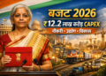 भारत की वित्त मंत्री निर्मला सीतारमण लोकसभा में Union Budget 2026 पेश करते हुए, जिसमें ₹12.2 लाख करोड़ कैपेक्स और GST 2.0 जैसे अहम ऐलान शामिल हैं।