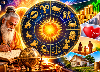 Mystical Zodiac Wheel representing Rashifal and Daily Horoscope in Hindi