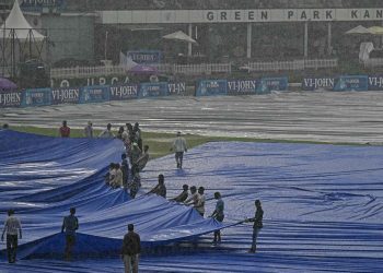 JSCA International Stadium Complex ground covered with blue rain covers ahead of IND vs WI T20 match in Ranchi