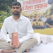 Jairam Mahato sitting on a one-day fasting protest in Ranchi in support of students during JPSC and JSSC examinations dispute.