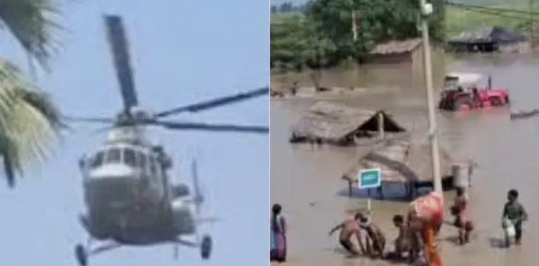 “बिहार में हेलीकॉप्टर से गिरा राशन का पैकेट!” सिर पर गिरते ही बाढ़ पीड़ित की मौत, सारण में राहत बनी आफत