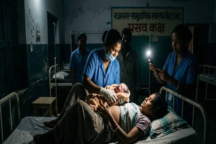 Due to power outage at Rajnagar CHC, delivery was conducted using mobile torch, resulting in death of mother and child, DC strict
