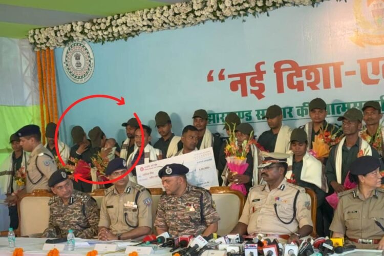 A female Naxalite arrived to surrender with her child; 27 Maoists laid down their arms in the Saranda operation.