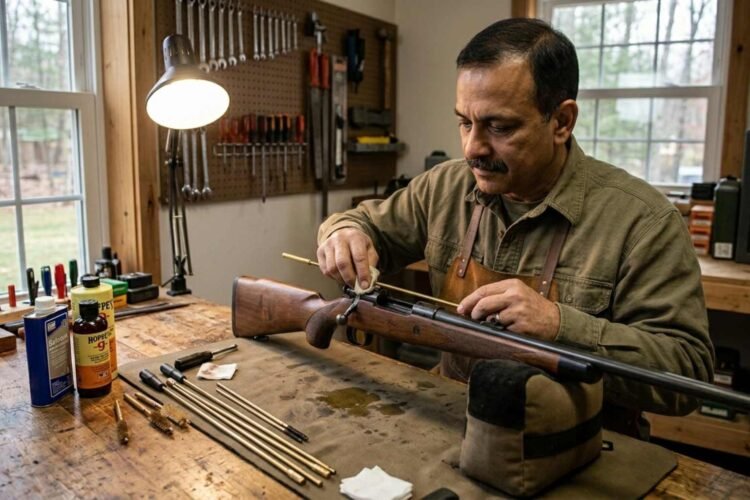 A man was shot while cleaning his gun, and died on the spot.