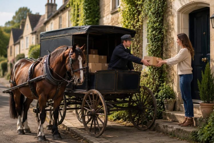 Amazon deliveries are still made using horses here! Parcels reach doorsteps in horse-drawn carriages.