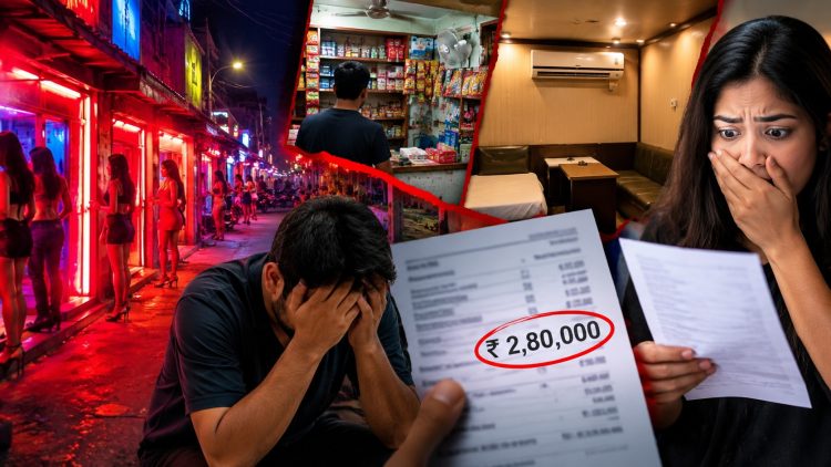 In the Lachhipur red-light area: first a shop, then an AC room, and suddenly a bill of ₹2.80 lakh—sparking an uproar.