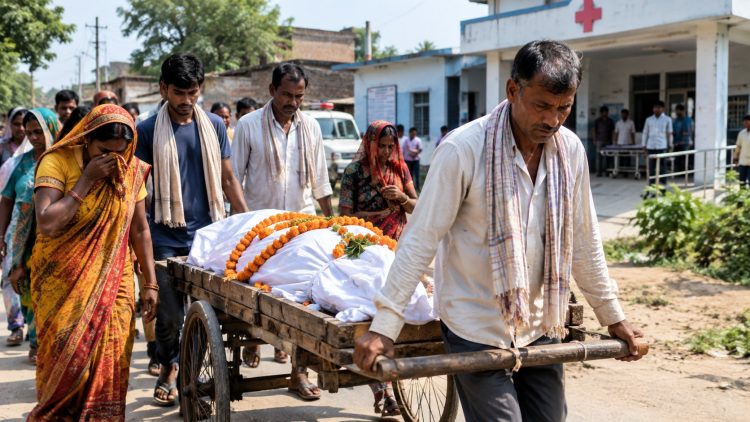वैशाली में स्वास्थ्य व्यवस्था पर सवाल, एंबुलेंस नहीं मिली तो ठेले पर शव लेकर घर लौटे परिजन 1 Healthcare system in Vaishali under scrutiny: Family returns home with body on a handcart after failing to get an ambulance.