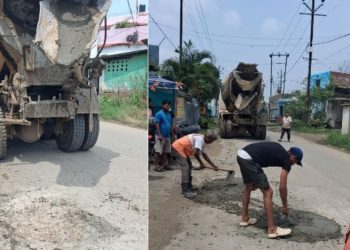 Impact of Khabar Mantra's report: Repair work begins on the dilapidated road from Morabadi to Bodeya.