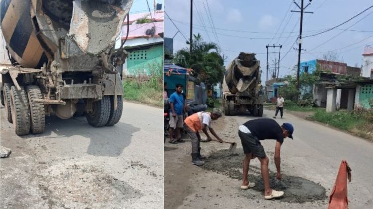 Impact of Khabar Mantra's report: Repair work begins on the dilapidated road from Morabadi to Bodeya.