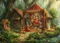गढ़ जंगल में मेधस मुनि के आश्रम में मां दुर्गा की पूजा करते राजा सुरथ और वैश्य समाधि