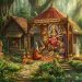 गढ़ जंगल में मेधस मुनि के आश्रम में मां दुर्गा की पूजा करते राजा सुरथ और वैश्य समाधि