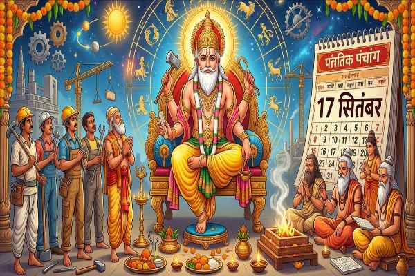 17 सितंबर को ही क्यों मनाई जाती है विश्वकर्मा पूजा? क्या मशीनों को रोकना ही विश्वकर्मा पूजा की असली परंपरा है 1 विश्वकर्मा पूजा 17 सितंबर 2026 कन्या संक्रांति सूर्य का कन्या राशि में प्रवेश