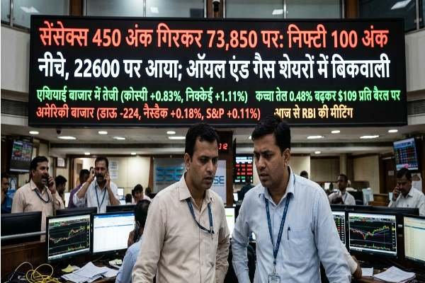 Share Market Update: Sensex drops 450 points, Nifty slips below 22,600; heavy sell-off in oil and gas stocks