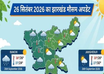 26 सितंबर 2026 को झारखंड में भारी बारिश और गरज-चमक का IMD अलर्ट