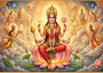 माँ सिद्धिदात्री का स्वरूप, चार भुजाओं में गदा, चक्र, कमल और शंख लिए कमल पर बैठी देवी - नवरात्रि नौवां दिन