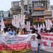 SFI-DYFI protest in Ranchi; Education Minister Dharmendra Pradhan's effigy burnt in support of the Jantar Mantar agitation.