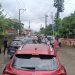Long traffic jam on Boreya-Chiraundi road; people face increased hardship due to the dilapidated road condition.