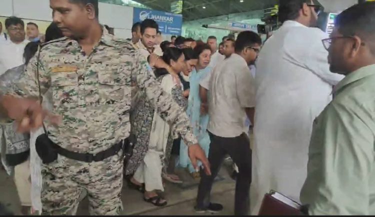 Minister Deepika Pandey Singh devastated by the loss of Trisha; a mother's grief visible at Ranchi Airport.