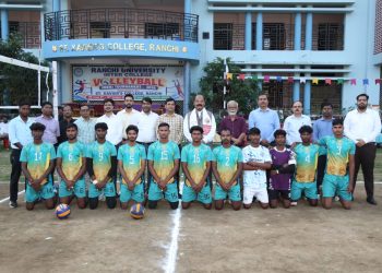Ranchi University Inter-College Volleyball Tournament begins; teams from 10 colleges are participating.