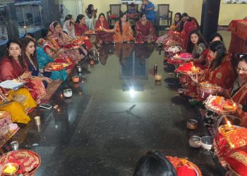 Karwa Chauth celebrated in Ranchi with traditional adornments (solah shringar), prayers, and Dandiya.