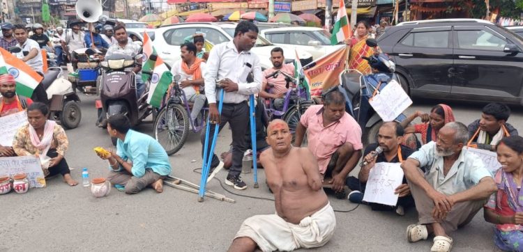 Differently-abled activists' association on protest for 737 days; four major demands from the government, including ₹2,500 in financial aid.